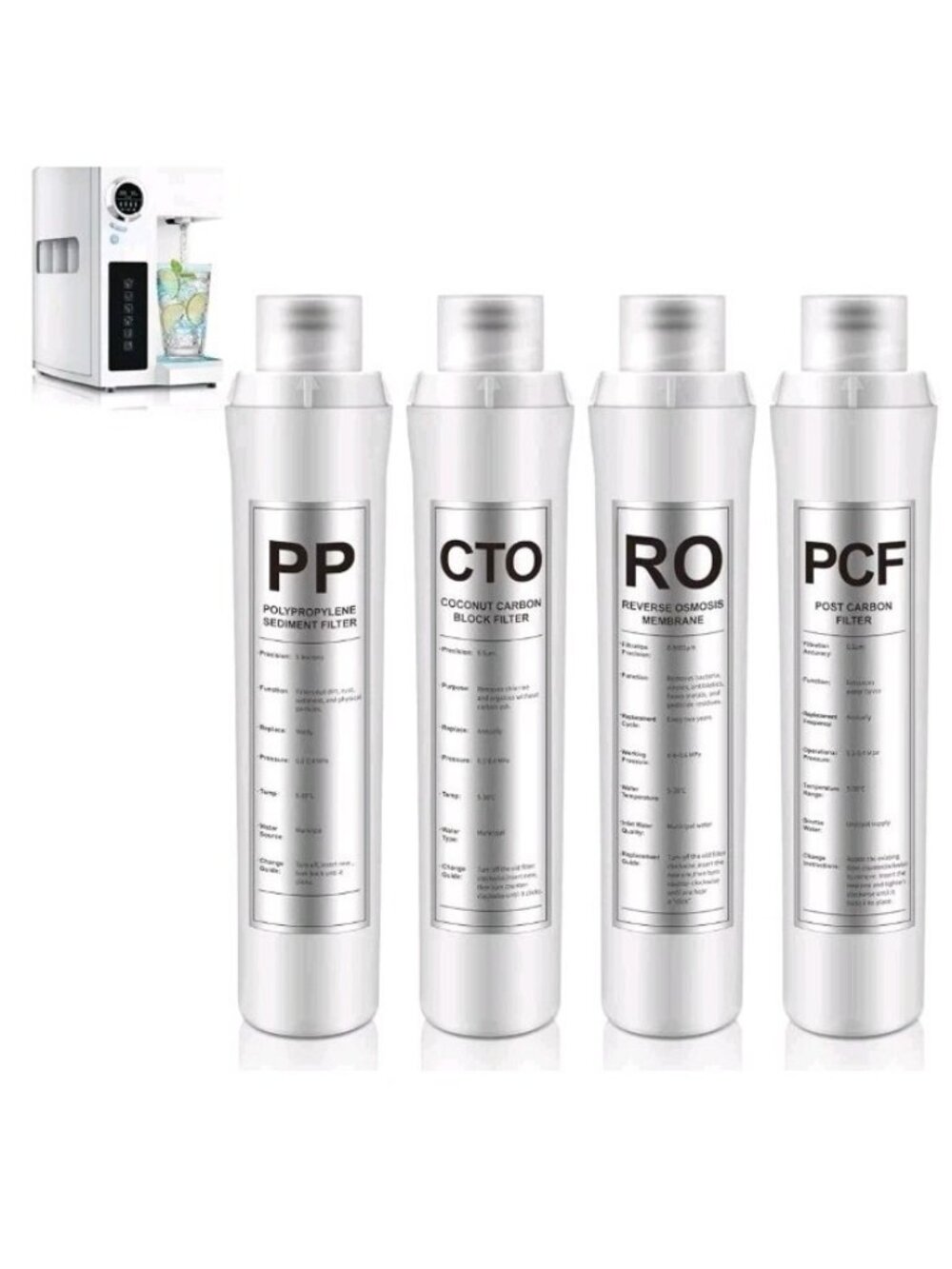 4-Pack Replacement Filter Set Compatible with Bluevua RO100ROPOT RO100ROPOT-UV R